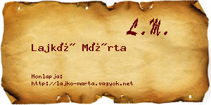 Lajkó Márta névjegykártya
