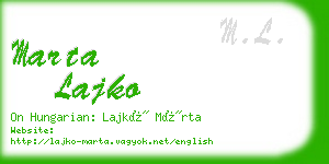 marta lajko business card